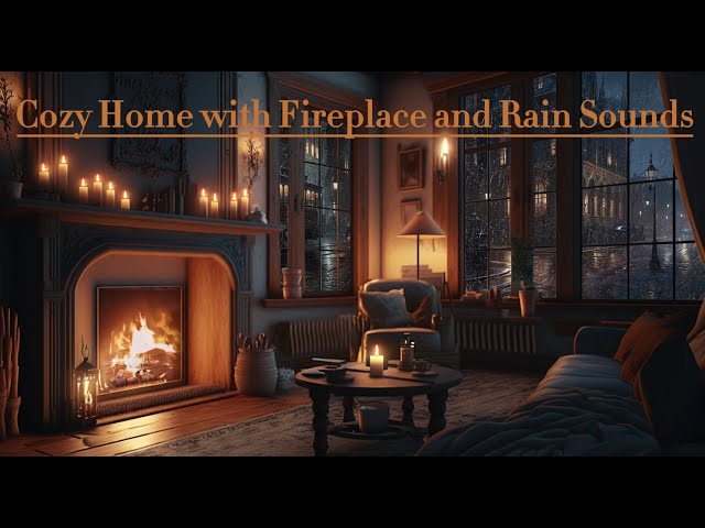 Cozy Home with Fireplace and Rain Sounds - Sounds for Sleep - Peaceful Ambience