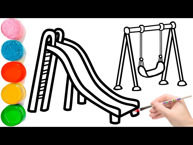 How To Draw A Playground With Slide And Swing | How to draw Child Park