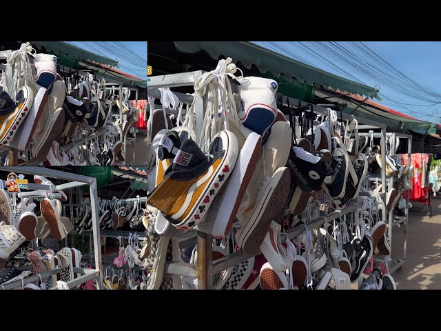 Thai Market ( Long Keur Market ) that sell secondhand shoes #thailandtravel #thaistreetfoods