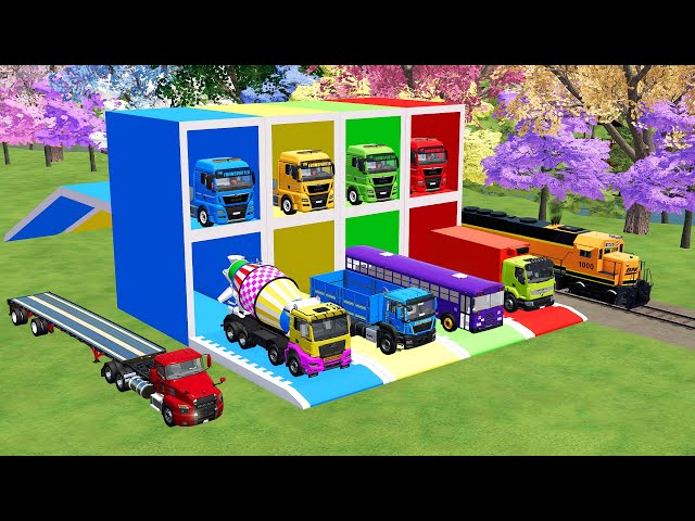 TRANSPORTING TRAIN, TRUCK BOX, DUMP TRUCK, TRUCK MIXER, WITH TRUCK MAN FARMING SIMULATOR 22