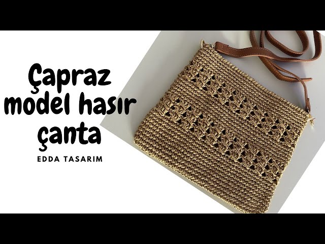 Hasır çantaya en çok yakışan ÇAPRAZ MODEL.kağıt ip ile pratik çanta yapıyoruz🥰#crochet#diy#handmade