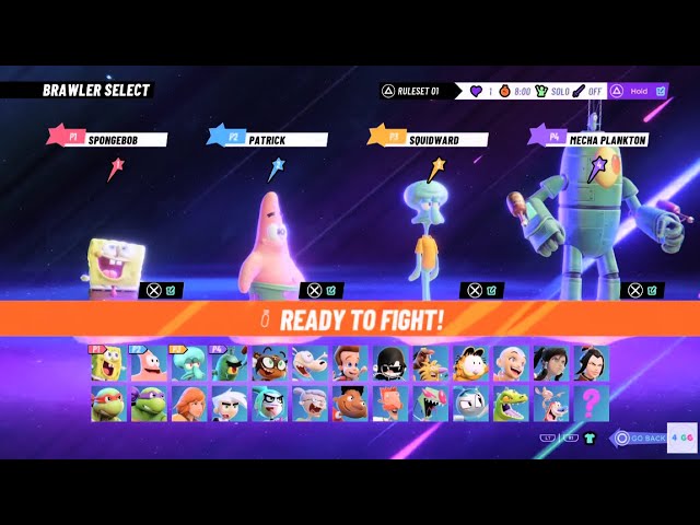 Nickelodeon All-Star Brawl 2 PS5 4-Player Co-Op Spongebob Characters Stock Battles!