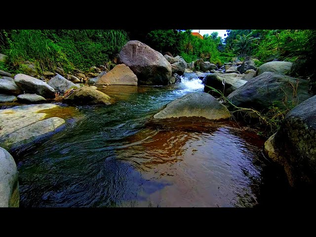 Relaxing Natural sound of a river in the forest, with a waterfall of flowing water, white noise ASMR