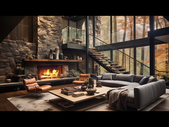 Relaxing Instrumental Jazz Music 🎷 Perfect for Work & Study in a Cozy Forest Cabin | Calm Morning ☕