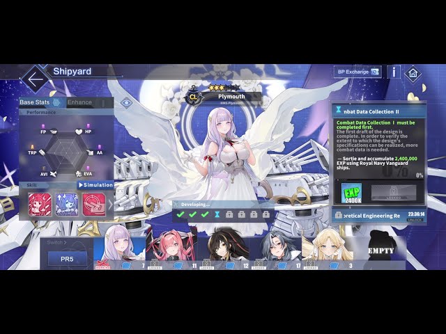 Azur Lane: HMS Plymouth "Combat Data Collection II" EXP Farm [PR5] AL & WoWs Collab (7/17/2022)