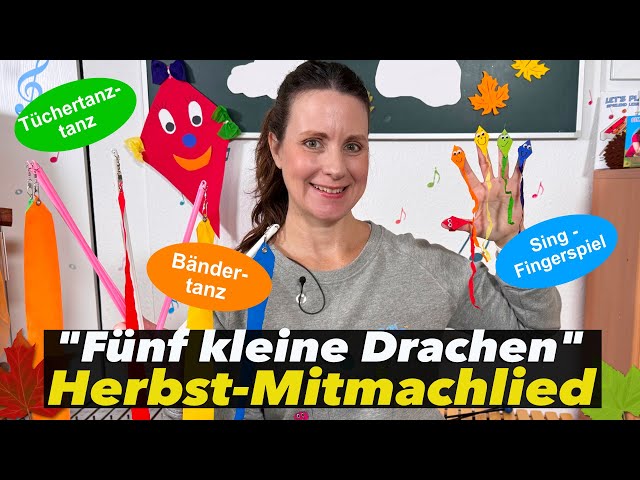 Fünf kleine Drachen | HERBST KITA Kinderlied | Kindertanz | Simone Ludwig | Floh im Ohr TV