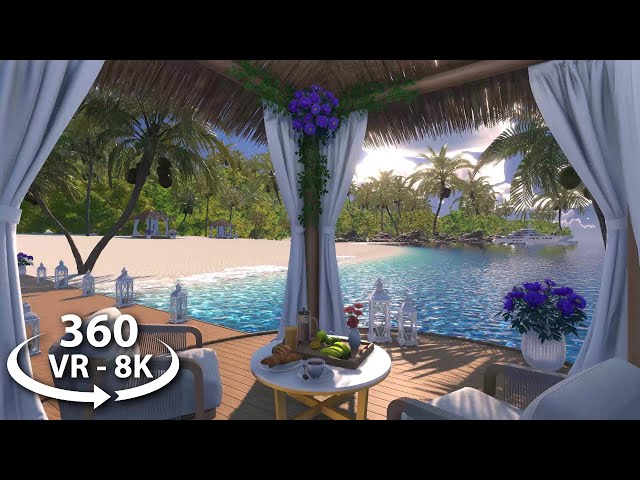 360 VR - Tropical Beach | Relaxing Ambience Experience | Ocean Waves & Exotic Nature Sounds 8K