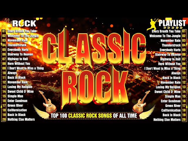 Aerosmith, ACDC, Queen, Bon Jovi, Metallica, Nirvana,Guns N Roses🔥Classic Rock Playlist 70s 80s 90s