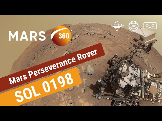 Mars 360:  Selfie with drilled Rochette rock NASA's Mars Perseverance Rover Sol 0198 (360video 8K)