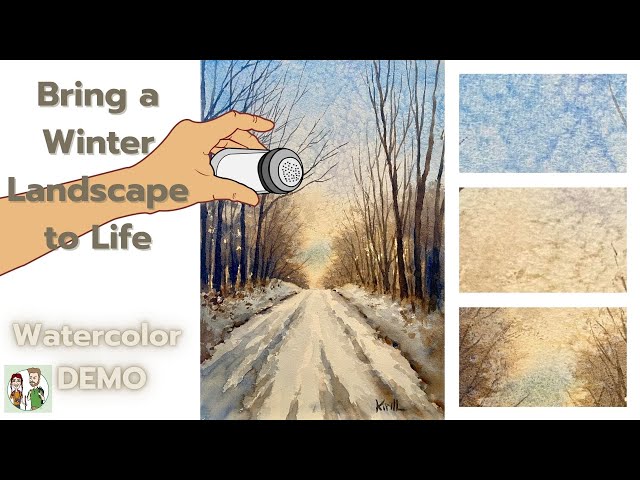 How to Paint a Winter Landscape in Watercolor with Salt Technique