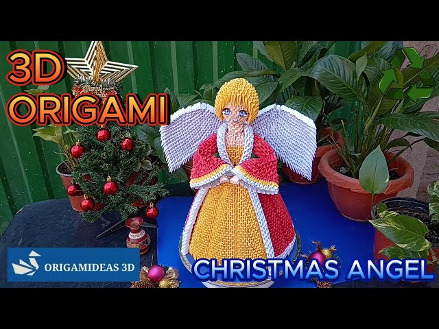 Origamideas_3D | Christmas Angel in 3D Origami with reusable paper | Angel de Navidad