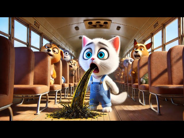 little kitten Vomits in school bus 🤮 Causing Acident😿#ai #animation #cartoon #cat #cats #catlover