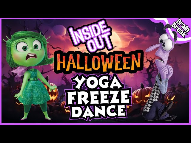 Inside out Halloween Yoga Freeze Dance | Yoga for Kids | Brain Break | Halloween Brain Break