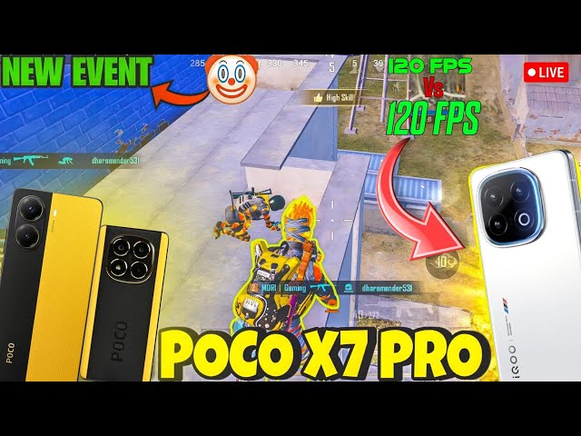 IQOO VS POCO X7 PRO BGMI 120 FPS TEST |PUBG 120 FPS TEST | Bgmi Livestream In Poco x7 pro 💀