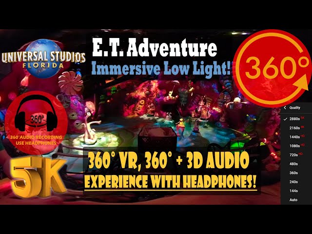 E.T. Adventure, Immersive Low Light 360 VR POV - Universal Studios Florida [5K 360 | 360 + 3D Audio]