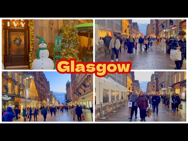 Glasgow Scotland 🏴󠁧󠁢󠁳󠁣󠁴󠁿 City Centre Night Walkthrough December 2024 / Glasgow virtual tour