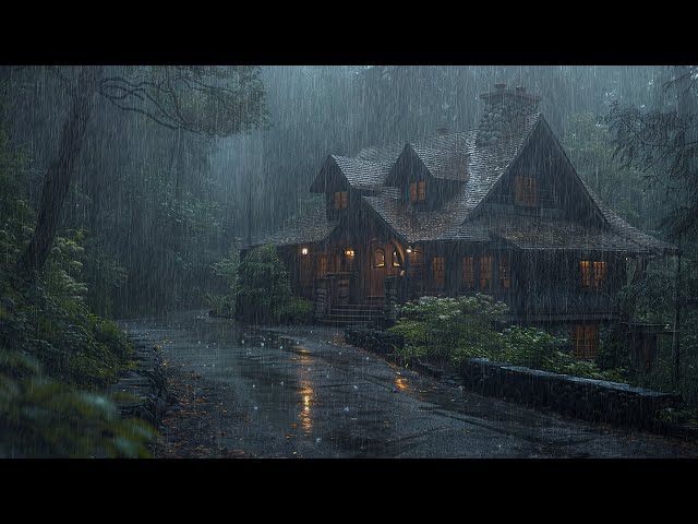 Deep Sleep & Stress Relief with Heavy Rain in the Forest | Natural Sounds for Relaxation, Sleep Well