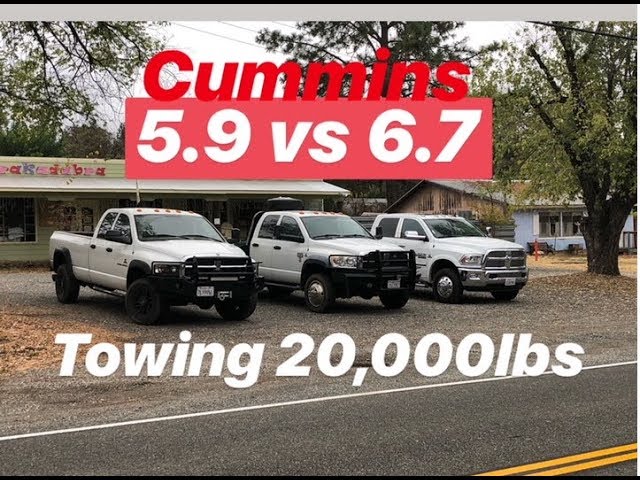 5.9 VS 6.7 CUMMINS TOWING 20,000LBS TOWING BATTLE!!!!