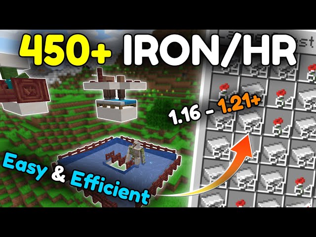 Easy & Efficient Iron Farm for Minecraft Java 1.16 - 1.21+ | 450+ Iron/Hour! No Portal Needed!