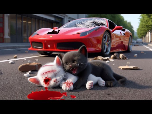 2 Poor Kittens were Abandoned   Car Accident #cat #cute #ai #catlover #catvideos #cutecat #aicat