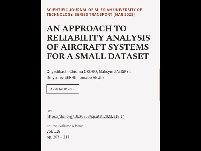 AN APPROACH TO RELIABILITY ANALYSIS OF AIRCRAFT SYSTEMS FOR A SMALL DATASET | RTCL.TV