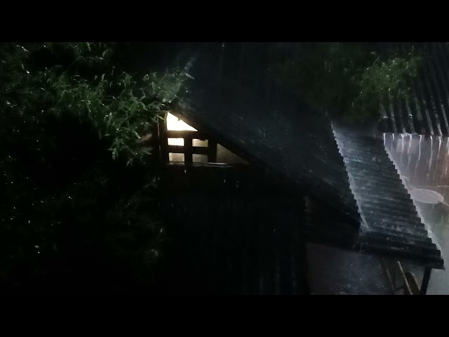 Relaxing Sleep with Heavy Rain on Tin Roof & Loud Thunderstorm Sounds