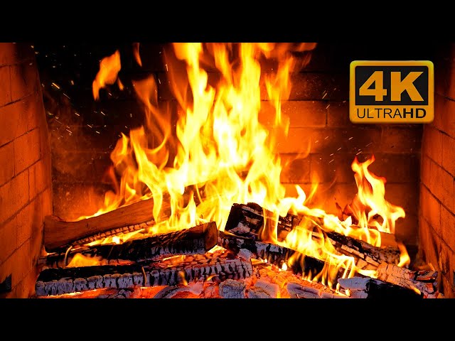 🔥 Cozy Fireplace 4K (12 HOURS). Fireplace with Crackling Fire Sounds. Fireplace Ambience