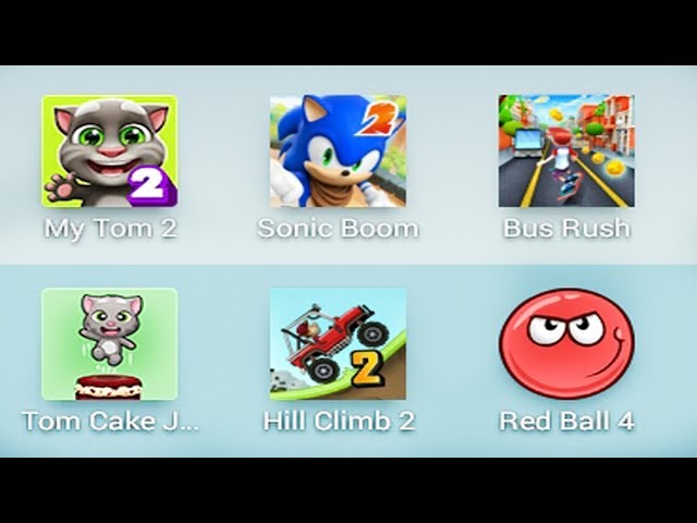 My Tom2,Sonic Boom,Bus Rush,Tom Cake Jumb,Hill Climb 2,Red Ball 4 | Game For Kids