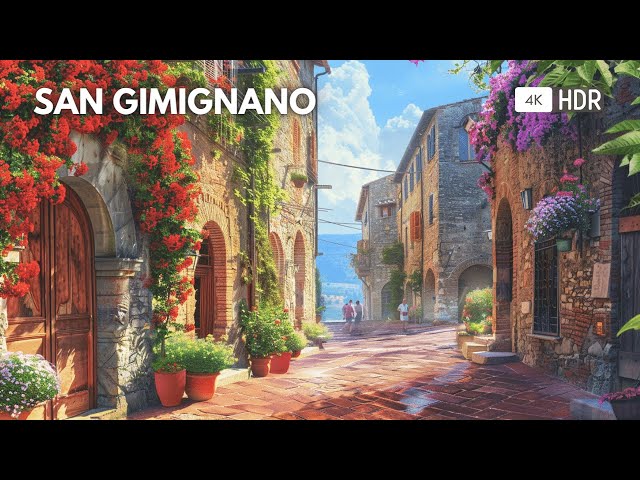 San Gimignano Walking Tour: Beautiful Medieval Village in Tuscany 🏰 Italy 🇮🇹 4K HDR