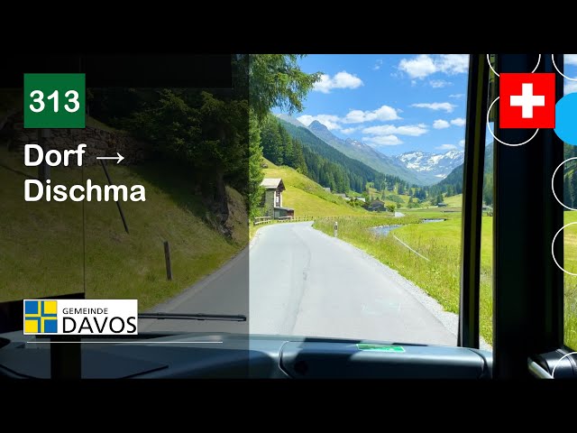 [4K] 🇨🇭 Cab Ride: VBD DAVOS BUS | 313: Dorf → Dischma | Mercedes-Benz Citaro C2 Hybrid