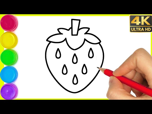 Strawberry Drawing || How to draw easy strawberry Drawing step by step || Draw easy strawberry Fruit