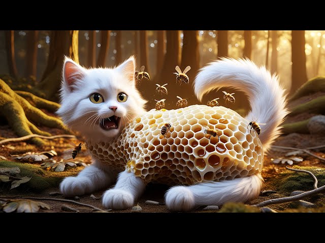 Mermaid Cat Saves Kitten With Turn Into A HoneyComb😿 #ai #cat #kitten #catlover #catvideos #aicat