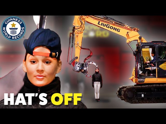 Removing Baseball Caps With Heavy Machinery - Guinness World Records