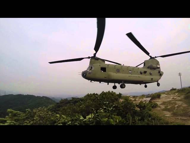 Chinook - CH47 Pinnacle landing / takeoff near Camp Humphreys