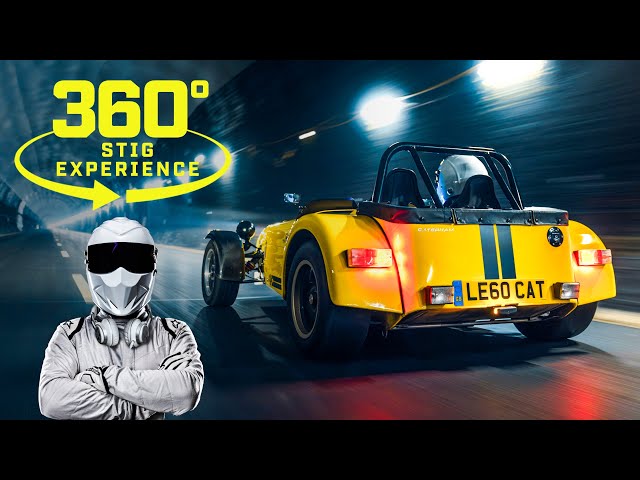 360° Stig Passenger Ride: Caterham 620R | TG Tunnel Run | 4K UHD