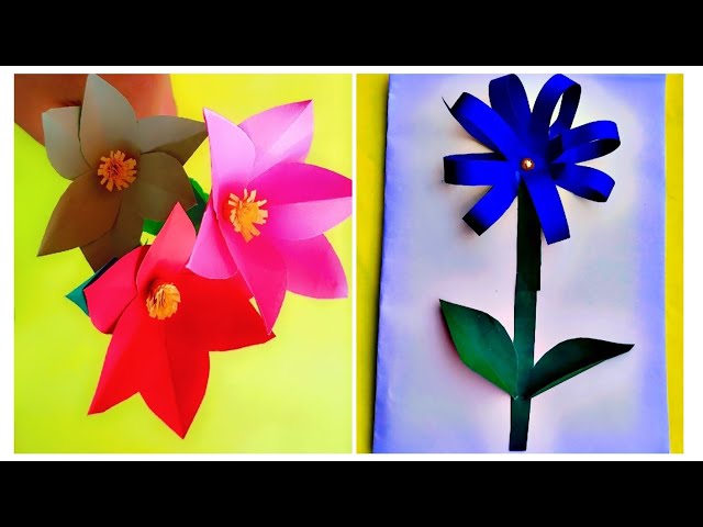 Easy and unique paper flower 🌼 # Easy paper flower #craft paper ideas for kids #long video