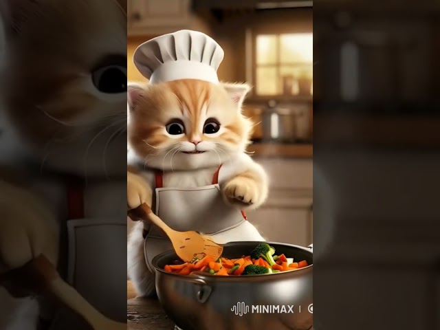 Cute cat and 🐼 cooking video #cooking #video #panda #cat #vegfood