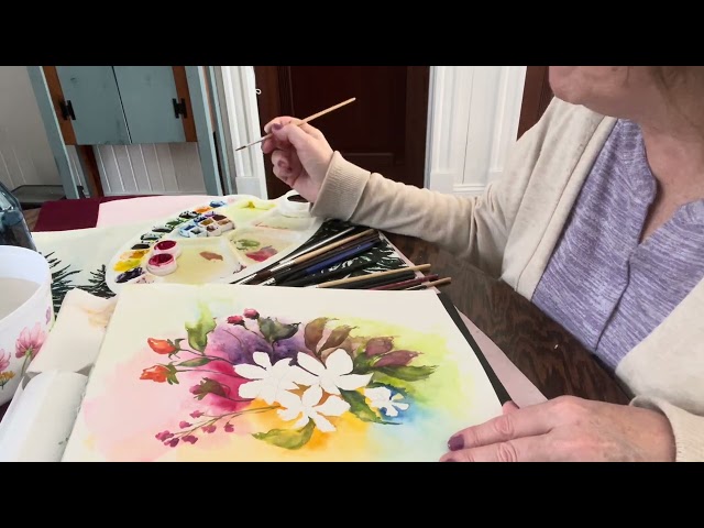 Pt. 2 of Glimpse of watercolor magic/stunning watercolor floral/ blending, highlighting, etc