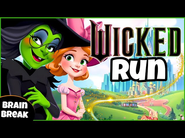 🩷 Wicked Run 💚 | Fitness Run | Brain Break | Mini-Games | GoNoodle Inspired