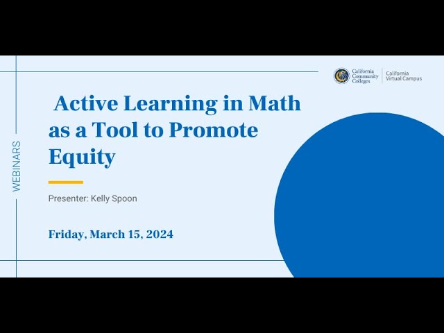 Active Learning in Math as a Tool to Promote Equity