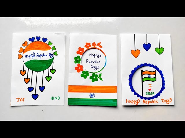 Republic Day card making easy | India Republic Day greeting card idea | How to make India Flag card