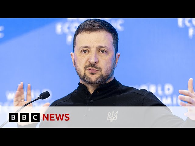 President Zelensky speaking at Davos | BBC News