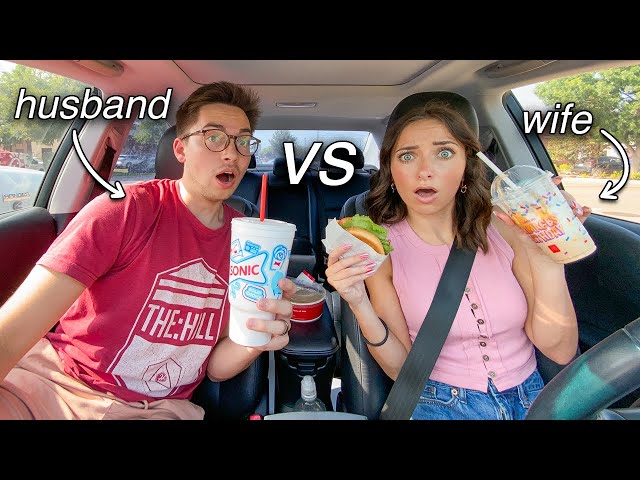 DRIVE THRU Telepathy Challenge | Husband vs. Wife