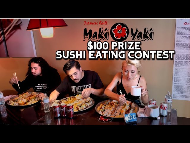 $100 Prize SUSHI EATING CONTEST at Maki Maki in Whittier, CA!! #RainaisCrazy