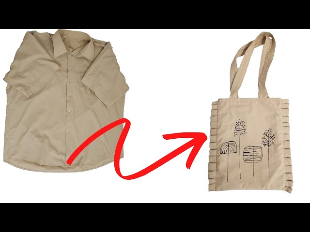 DIY See what I made of my dad's shirt. How to sew a bag? Reuse your old clothes