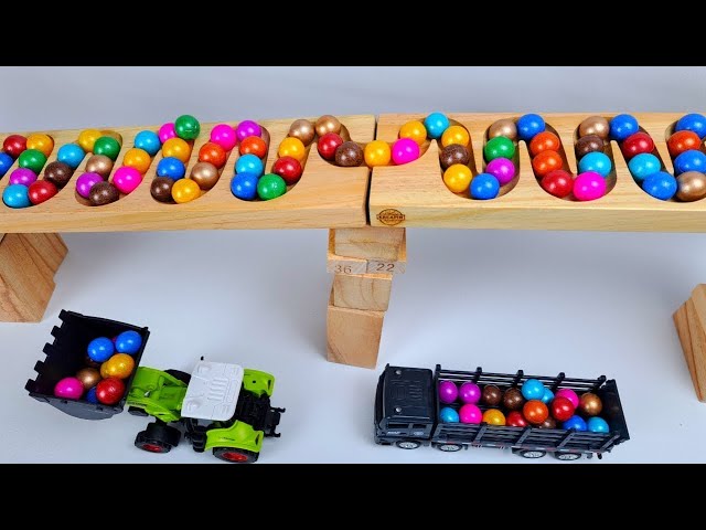 Marble Run ASMR Race ☆ HABA Slope & Dump Truck Excavator Ambulance Forklift Garbage Truck Tractors