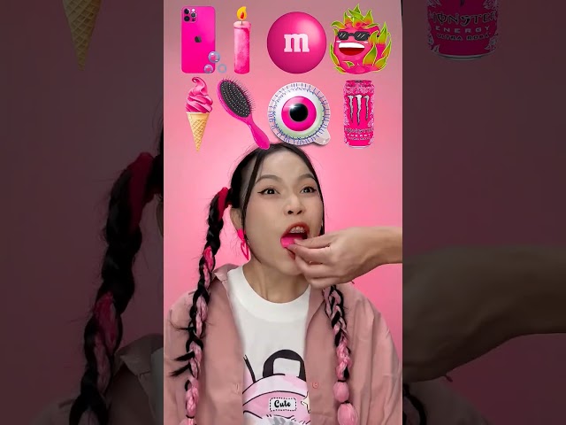 Random Pink Food ASMR Mukbang #3#shorts#mukbang#asmr#eating #barbiecue #fansing 👄🍬🍼