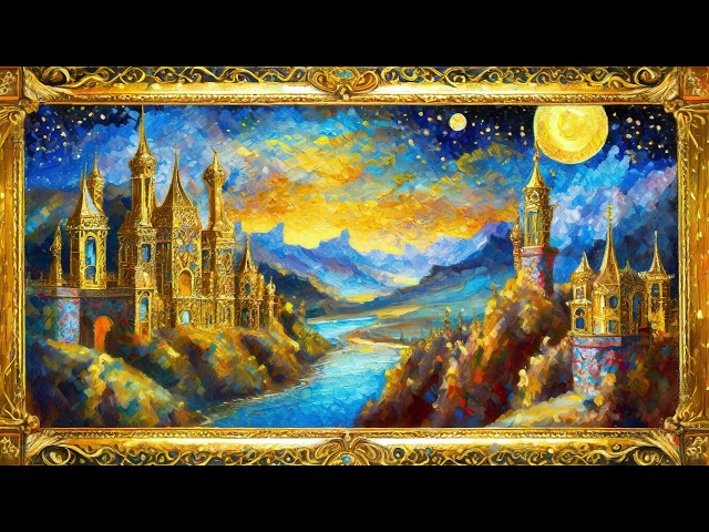 Enchanting Castle | Elegant Gold Framed TV Art Screensaver for TV Wallpaper