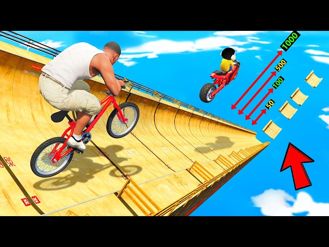 SHINCHAN AND FRANKLIN TRIED THE HIGHEST MEGA RAMP PARKOUR CHALLENGE WITH A SCORING SCALE IN GTA 5