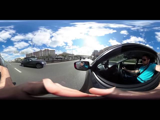 Drive inside Hyundai Accent with 360 camera in Moscow